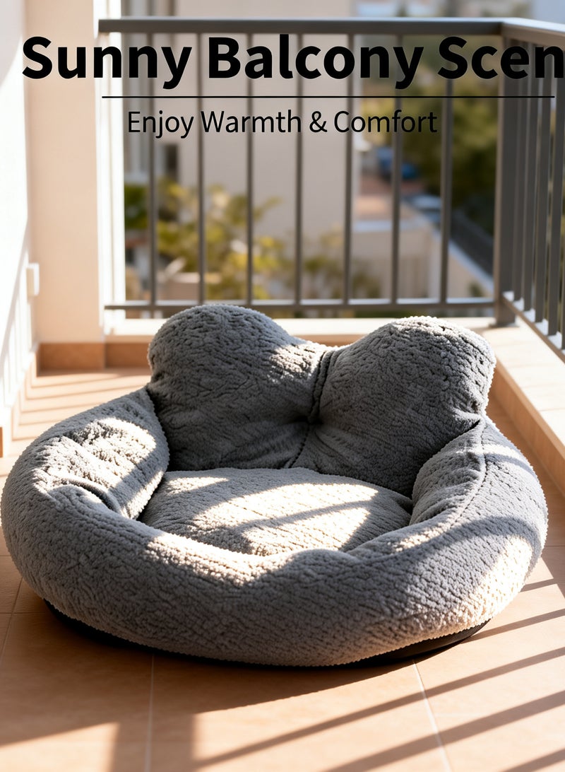 حجم كبير من القطيفة الناعمة مع سرير قابل للغسل في الغسالة ، وسرير وسادة مهدئ منفوش ومقاوم للماء 60 سم (رمادي غامق) - Image 3